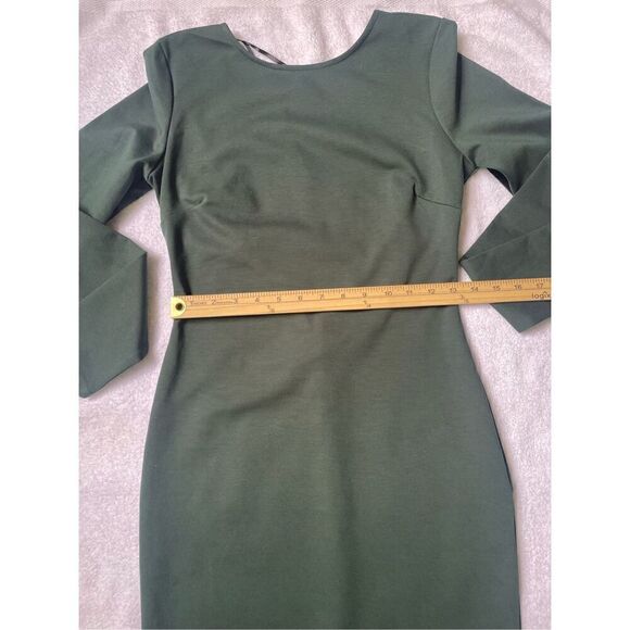 NWT Lulus Olive Green Open Back Long Sleeve Round Neck Dress Size L Party Knee L - Picture 8 of 16